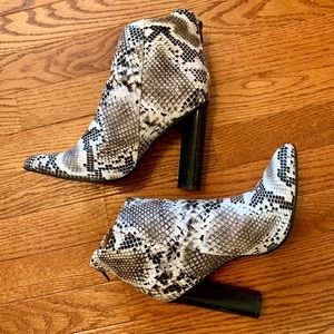 Snakeskin Print Booties